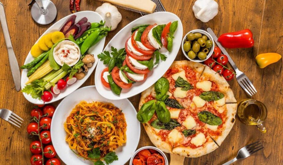 Platillos de la comida italiana