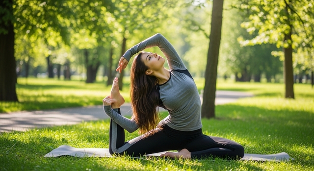 Persona practicando yoga al aire libre